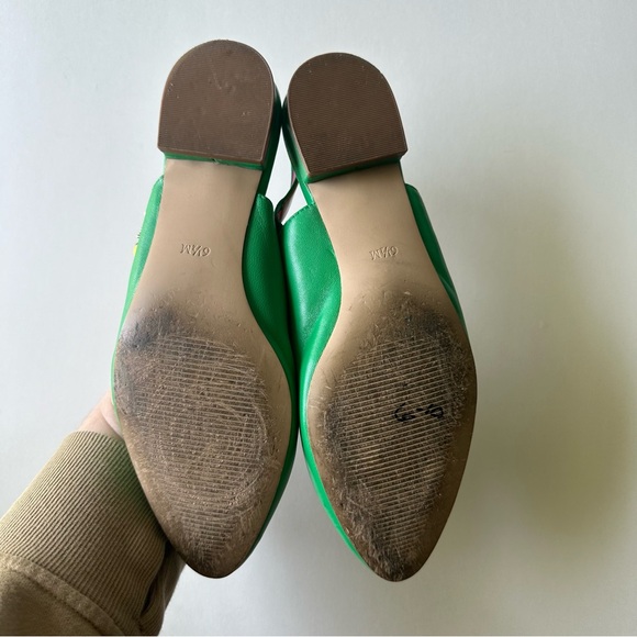 Talbots Green Edison Nappa Slingback Point Toe Leather Bee Charm Flats - Picture 9 of 13